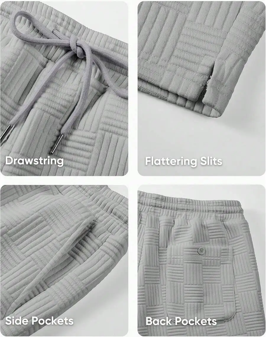 

Mens Casual Stretch Shorts Elastic Waist Drawstring Lightweight Textured Summer Shorts