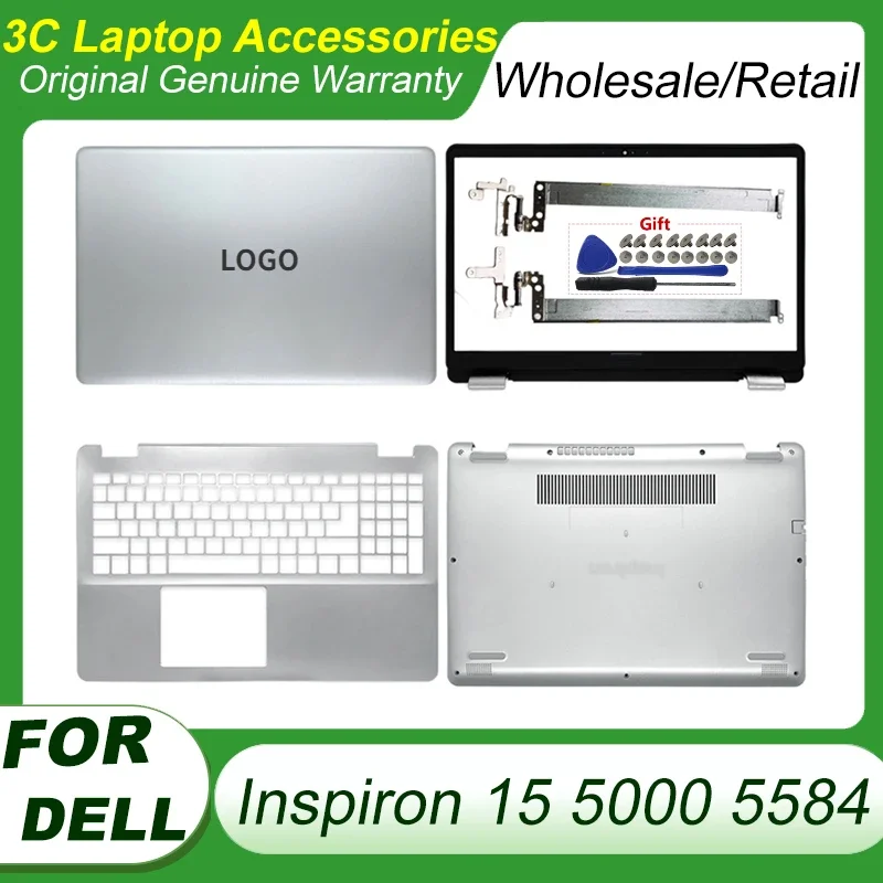 

New Original For Dell Inspiron 15 5584 P85F Laptop LCD Back Cover Front Bezel Hinges Palmrest Bottom Case Silver 0J0MYJ 0GYCJR