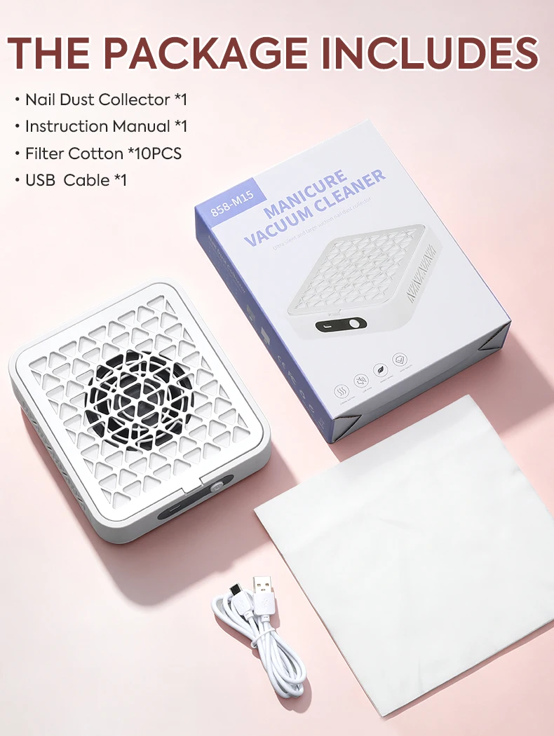 Tragbarer Nagelstaubsammler 4200 U/min Hochgeschwindigkeits-Nagelstaubsauger Geräuscharmer Maniküre-Staubabsauger für Zuhause, Salon und Nagelkunst – Detail 8