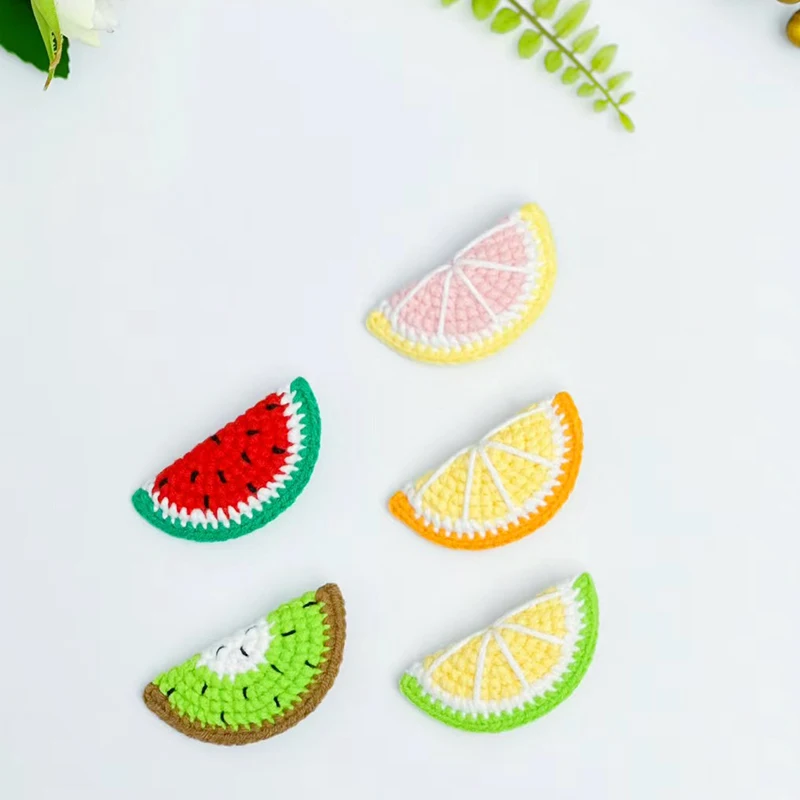 

10PCS Fruit Slices Crochet 5.2CM/2.05″ Cotton Thread Knitted Applique Penda Sewing Accessories DIY Hair Clip Decorations