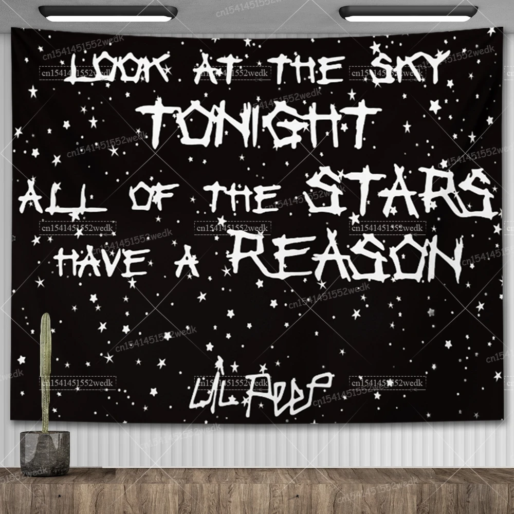 Lil Peep Tapestry Wall Hanging Look At The Sky Art Tapestry Blanket Black Hippie Witchcraft Tapestries Aesthetic Room Decor