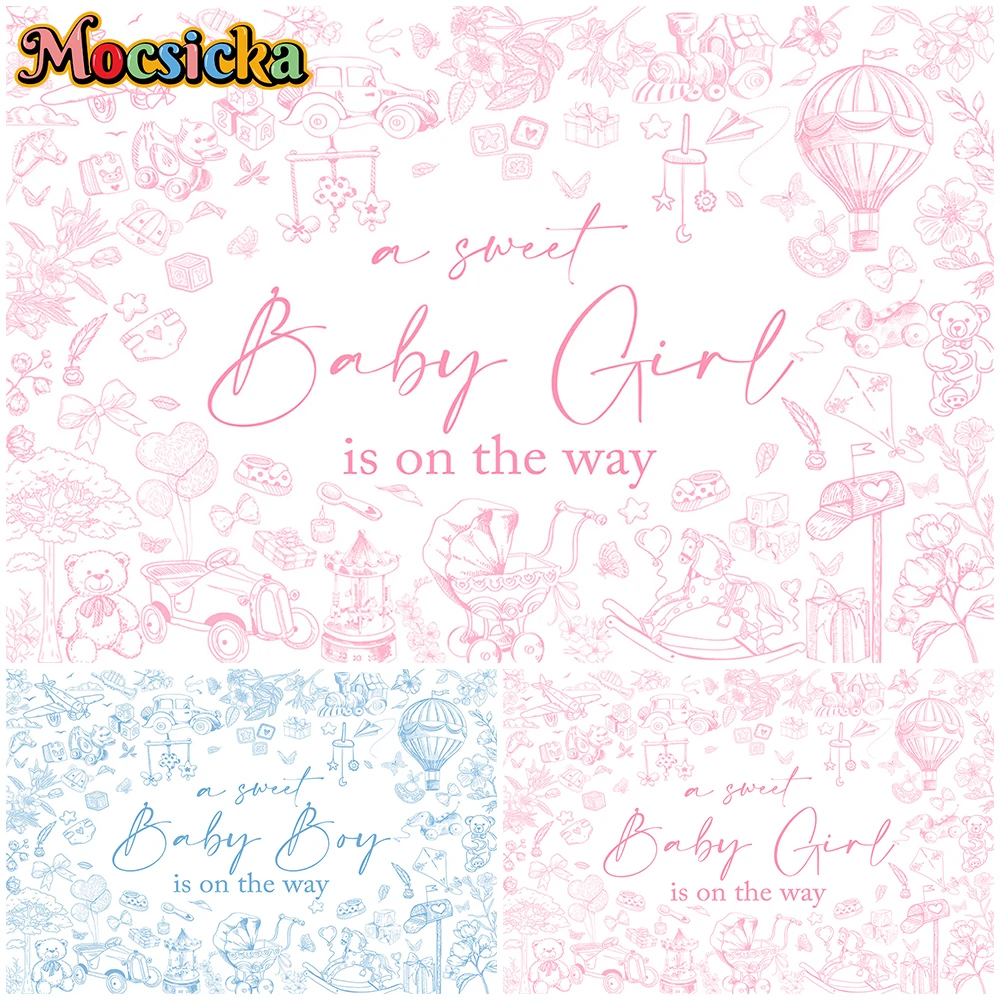 

Mocsicka Photography Backdrops Gender Reveal Birthday Blue Pink Decorations Baby Shower Boy Girl Photo Backgrounds Studio Banner
