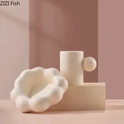 Creative Cotton Candy Shaped Ceramic Cup&saucer Dining Table Coffee Cup Mugs Afternoon Tea Teacup Milk Tea Fruit Juice Container