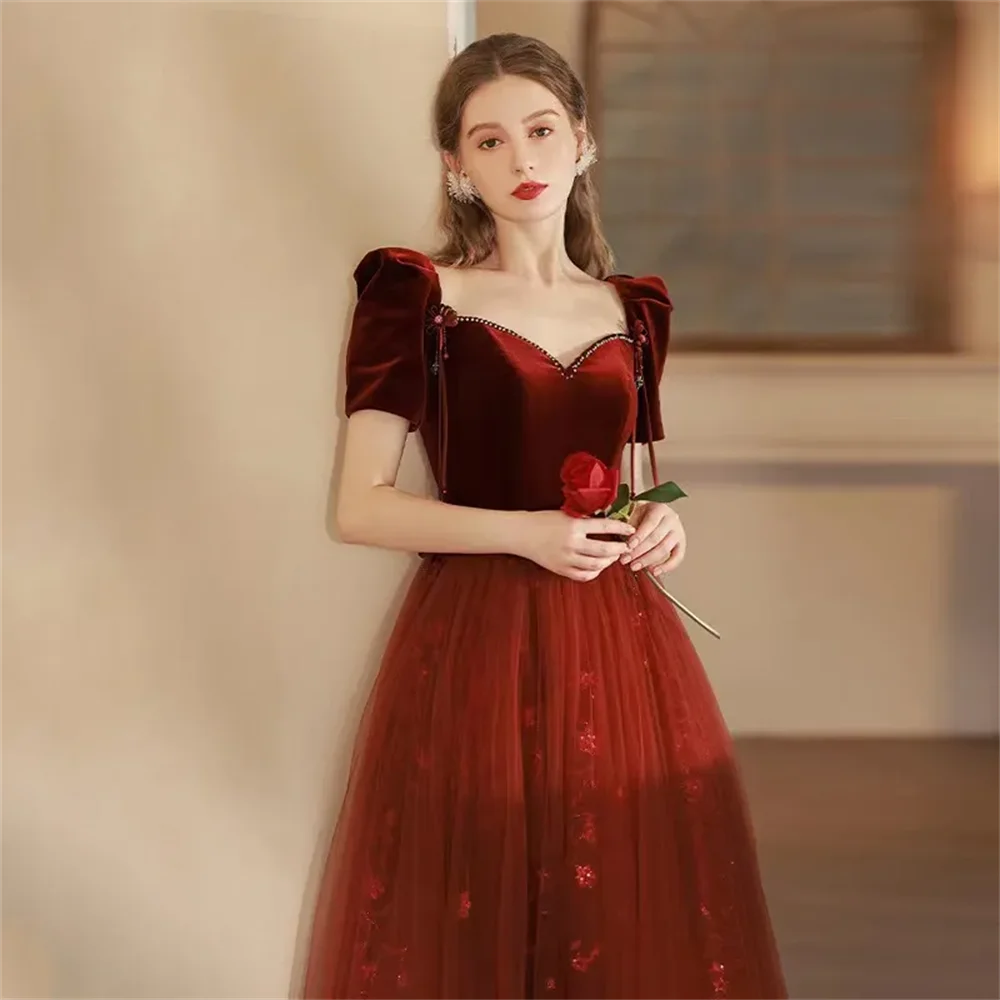 Vestido de veludo vermelho para mãe da noiva, plus size, feito sob encomenda, princesa sereia, decote querido, vestidos de casamento à noite