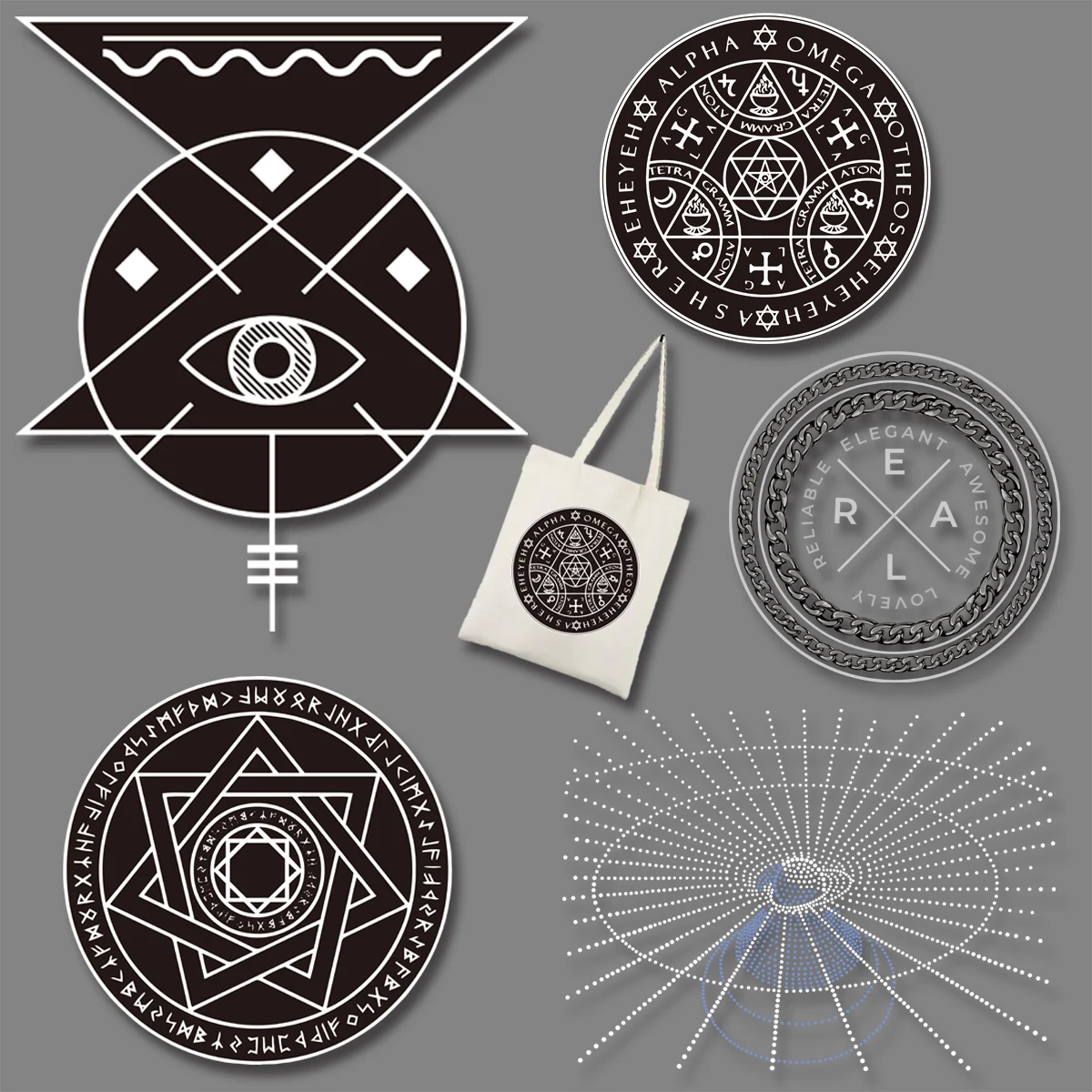 

Round Totem Geometry Iron On Transfer Character Patch for Clothing on Jackets Bags Socks Pillow Washable DIY Appliques