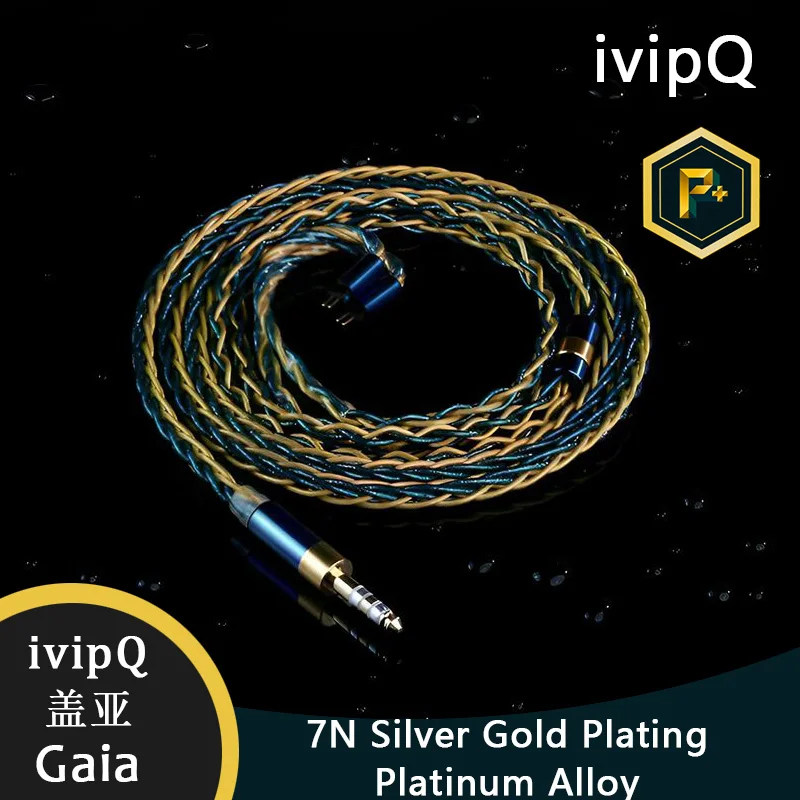 ivipQ-Gaia 7N Silver Gold Plated Platinum Alloy High Purity HiFi IEM Earphone Upgrade Cable Balance 4.4mm 2Pin 0.78mm MMCX Wire