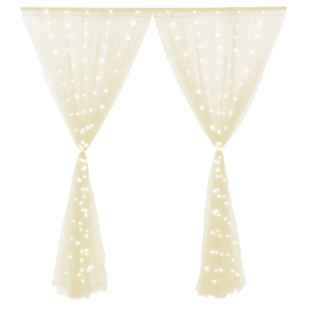 

2 Panel Curtain Light Set Wedding Gauze Background Gauze Curtain Wedding Decoration Birthday Party Backdrop Decoration