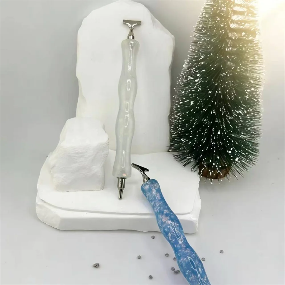 Imagen 6: Nuevo Lápiz Ondulado de Resina para Pintura de Diamantes, Lápiz de Perforación con Punta Brillante Roscada, Herramientas Ergonómicas para Bordado de Diamantes, Accesorios SIN CULATA