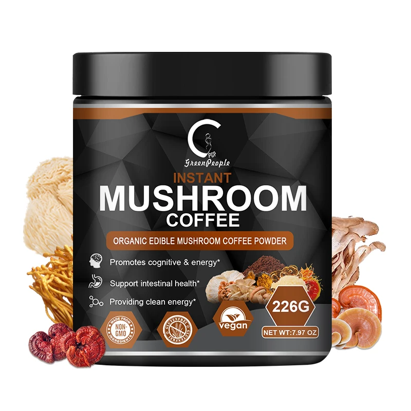 Mushroom Coffee,Mushroom Supplement, Lions Mane Mushroom Powder Instant Coffee for Focus, Energy,Digestion&Immunity,113G/3.98OZ