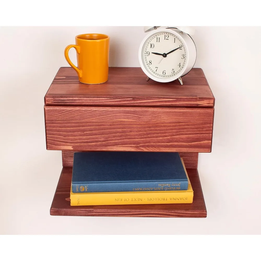 منضدة خشبية عائمة معاصرة مع درج تخزين وميزات طاولة مميزة