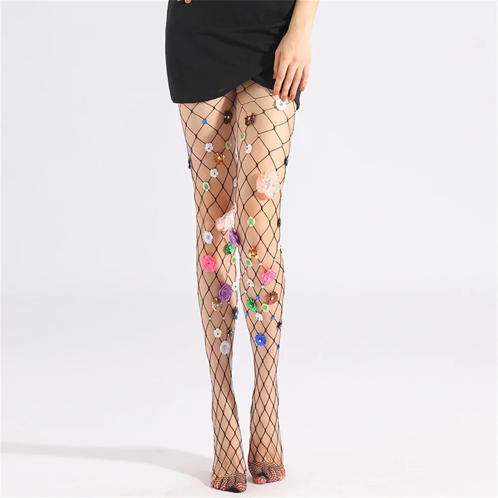 Dlife оBUY-Collants à fleurs brodées ultra-fins, collants transparents, évider, Medias Lolita