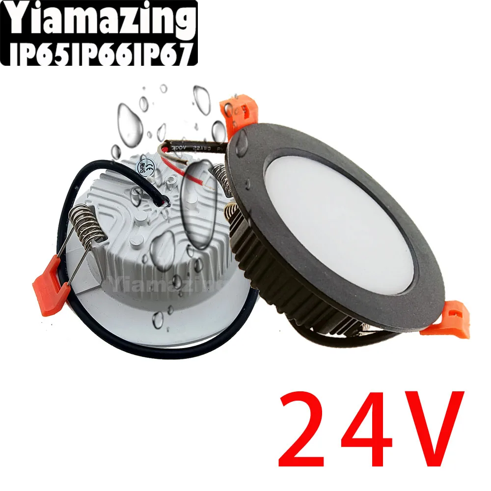 24V IP65 IP66 Outdoor Waterproof IP67 LED Downlight Dimmable 6W 9W 12W 15W 18W Kitchen Bathroom Eaves Ceiling Lamp Spot Light