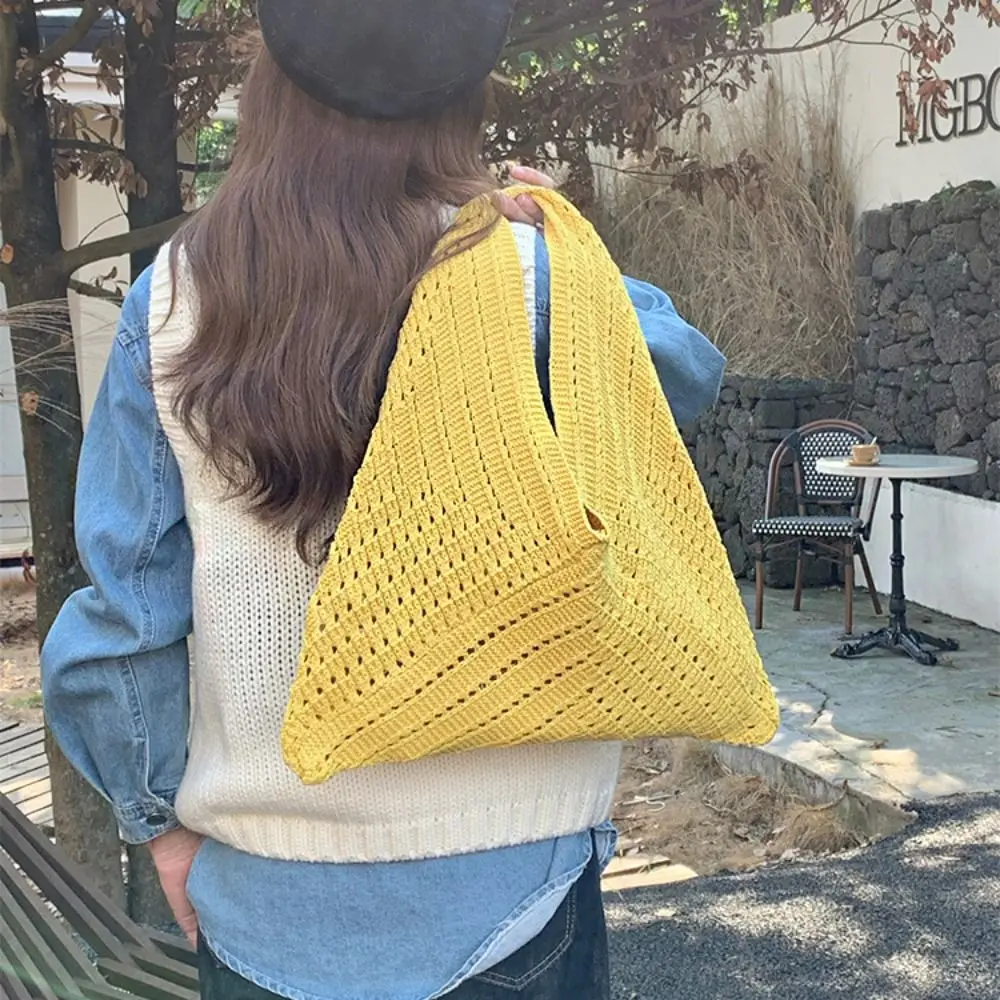 Casual Bohemian Hollowed Out Knitted Bag Storage Bag Handbag Weave Bag Fashion Large Capacity Beach Shoulder Bag Shopping