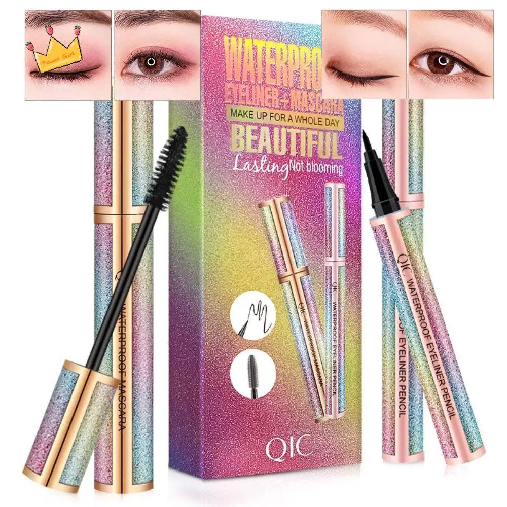 

Natural Mascara Eyeliner Set Waterproof Long Lasting Eyelashes Cream Curling Lashes Lengthen Eye Cosmetics Suit Lashes Cosmetics