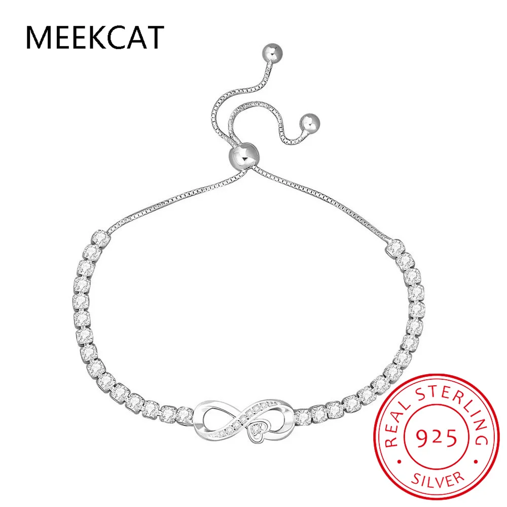 D Color Moissanite Lab Created Diamond Tennis Bracelet 925 Sterling Silver Romantic Exquisite Infinity Love For Women Jewelry