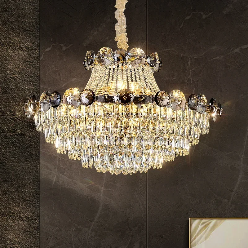 

Modem Light Luxury Diamond Shape Crystal Lighting Nordic Round Chandelier Atmosphere Light Living Dining Room Bedroom