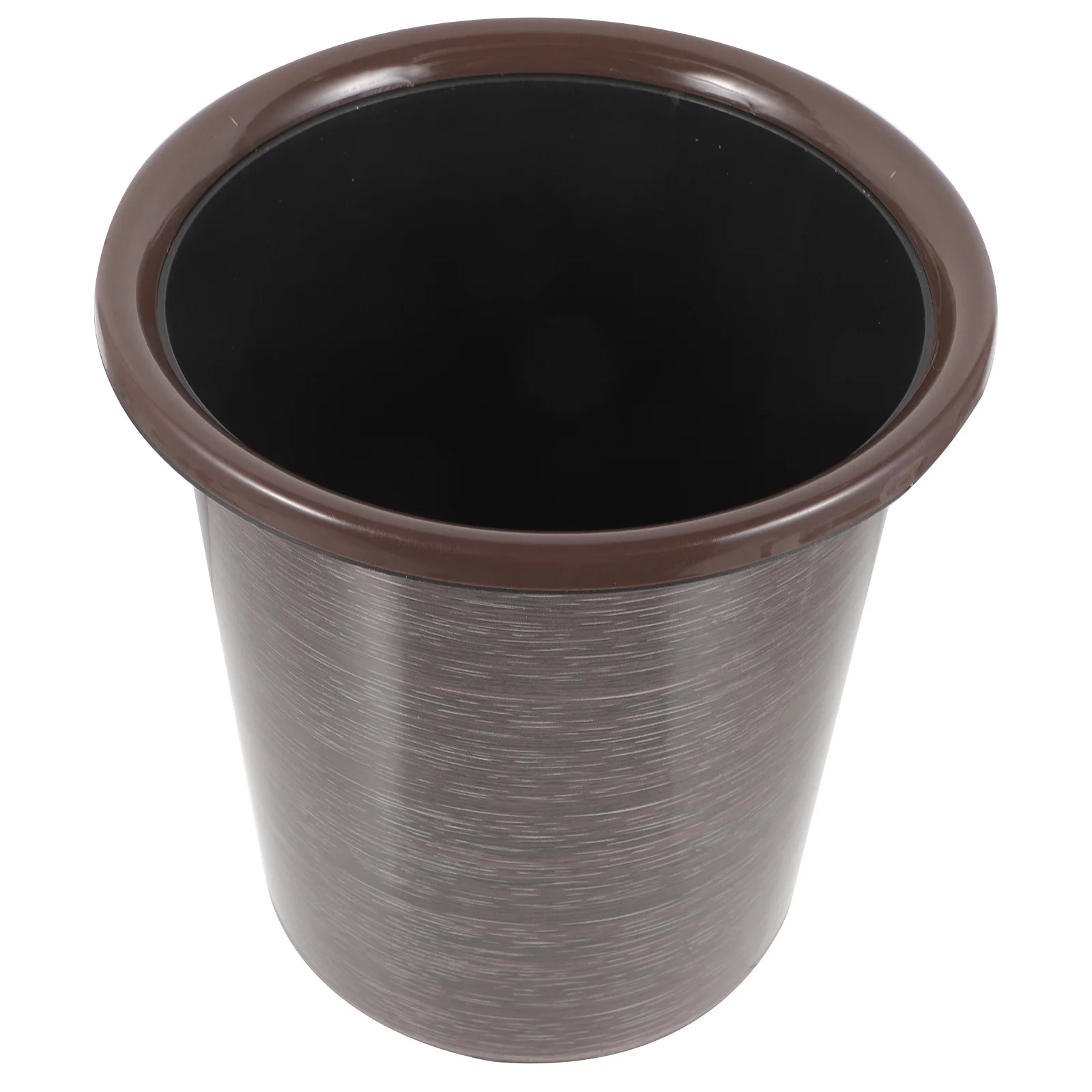 

1pc Plastic Trash Can Household Garbage Bin Non-Slip Office Coffee Shop Rubbish Storage Bin Imitation Wood Grain