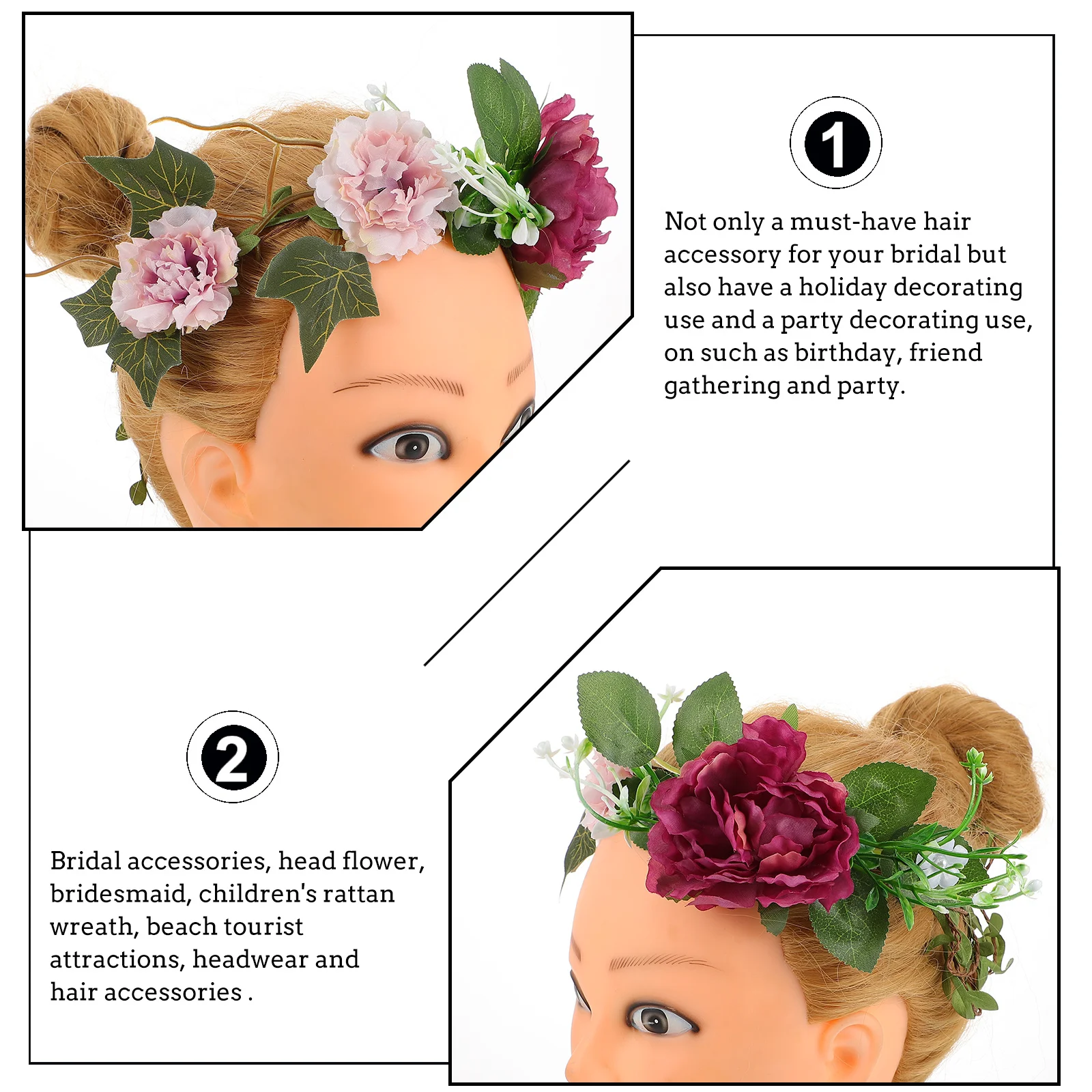 

2 шт., свадебная повязка на голову с жемчужным цветком, набор браслетов, свадебный головной убор, цветочная гирлянда для пляжной вечеринки, повязка на голову и набор браслетов