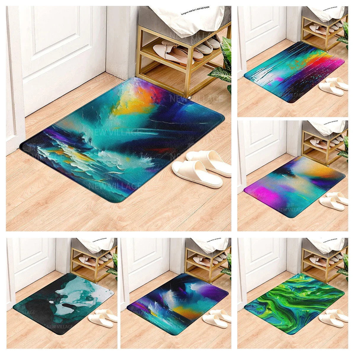 

House entrance carpet Home door mat Modern Nordic style Room Bath Foot bathroom non-slip Kitchen water absorption rugs Abstract