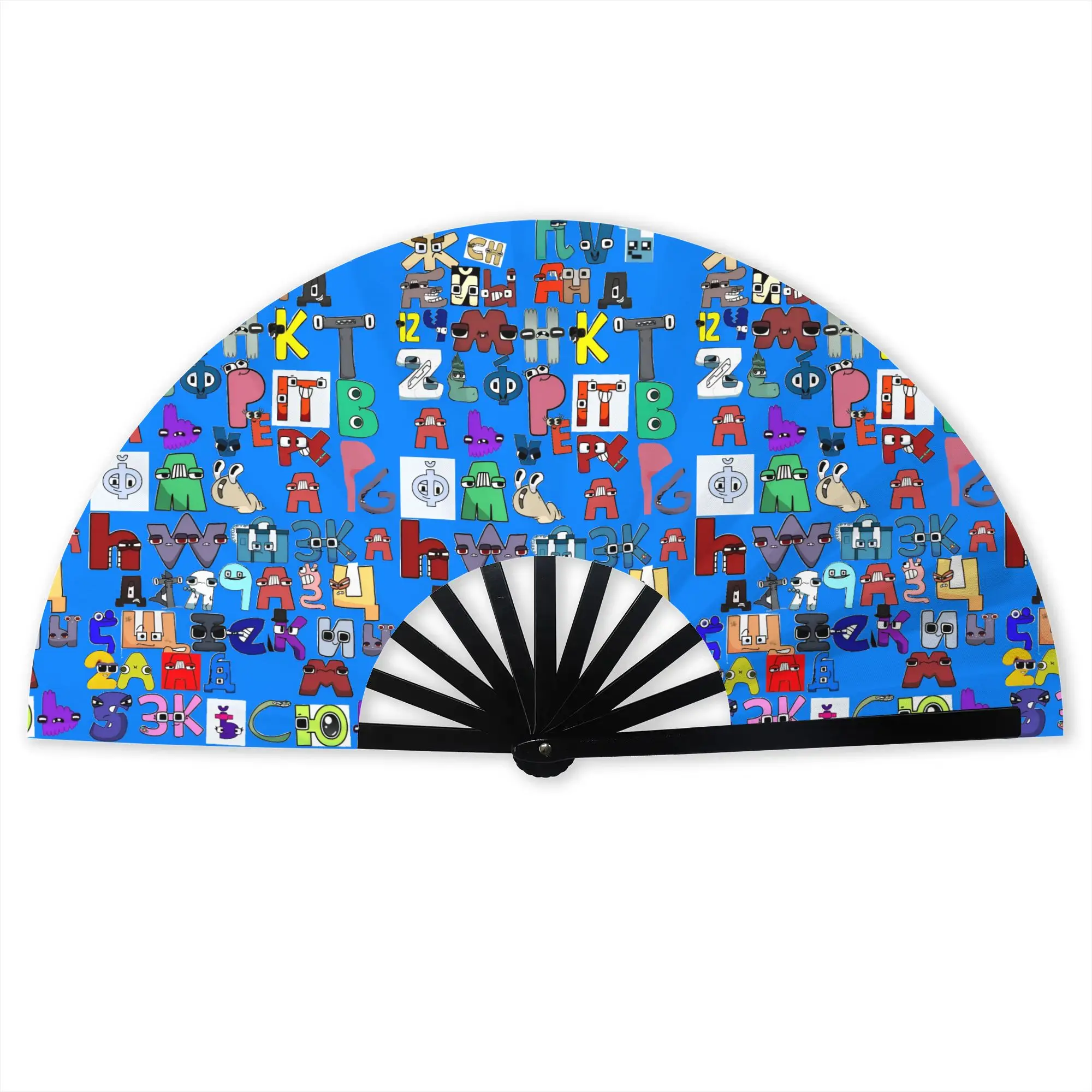 Customized A-Alphabetes Manga Portable Pocket Fan Travel Cartoon Manga Polyester Folding Fan Chinese Dance Handheld Cooling Fans