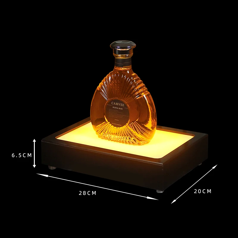 Square Luminous Wine Stand Bar Drinking Props Nightclub Logo Printable Luminous Base Foreign Wine Display Stand