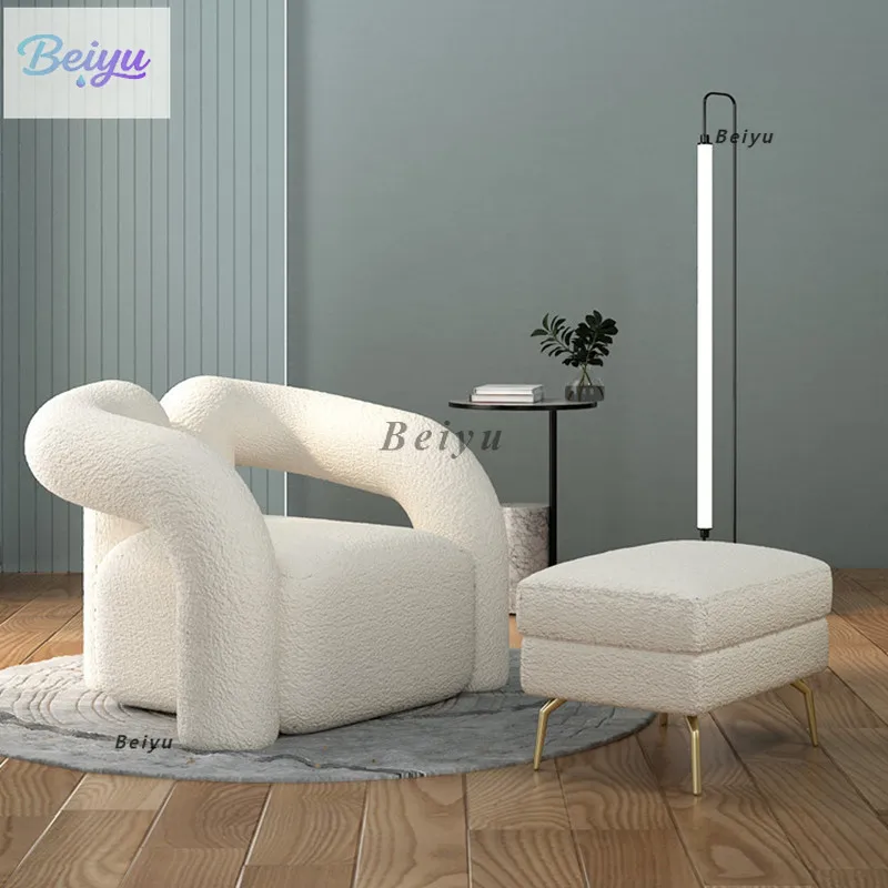

Nordic light luxury household single sofa chair living room sofa leisure chair Internet celebrity lamb wool tiger chair simple