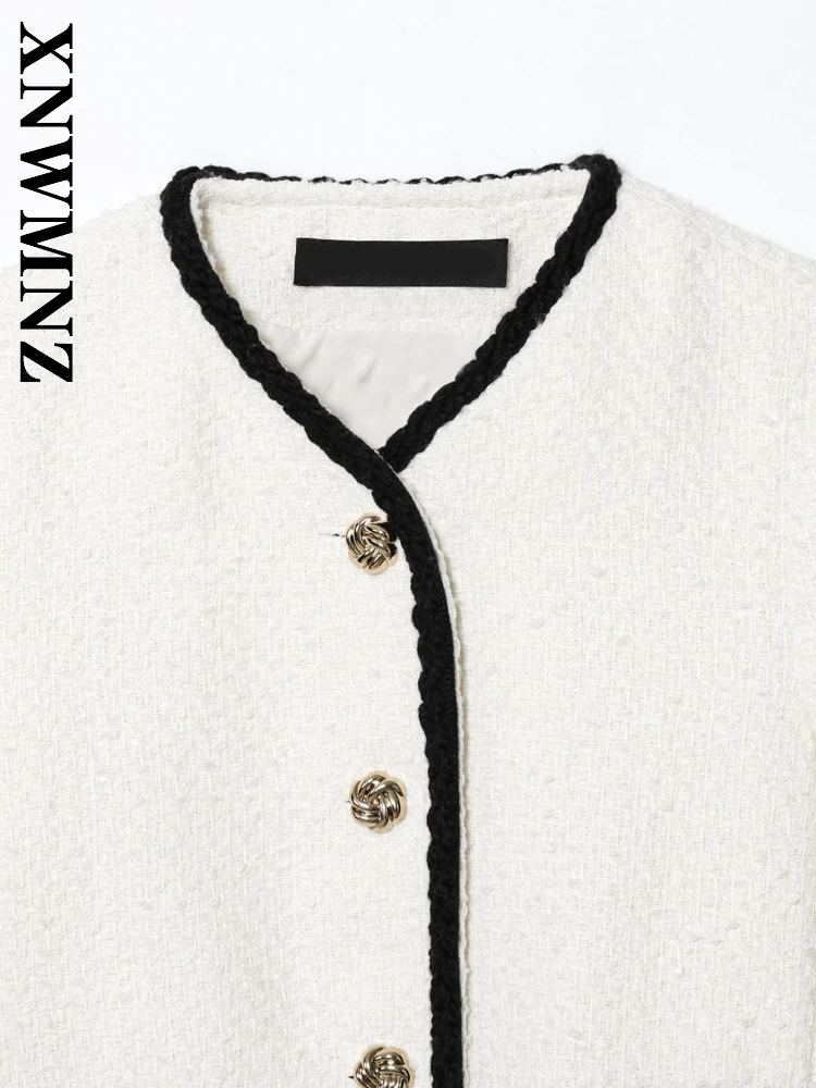 เสื้อแจ็คเก็ตแฟชั่นลำลองผู้หญิง XNWMNZ รุ่นใหม่ประจำฤดูใบไม้ร่วงปี 2025 ปกคอวี กระดุมแถวเดียว สไตล์เรียบหรู เหมาะสำหรับใส่ไปทำงาน แขนยาว ดีไซน์เก๋ไก๋