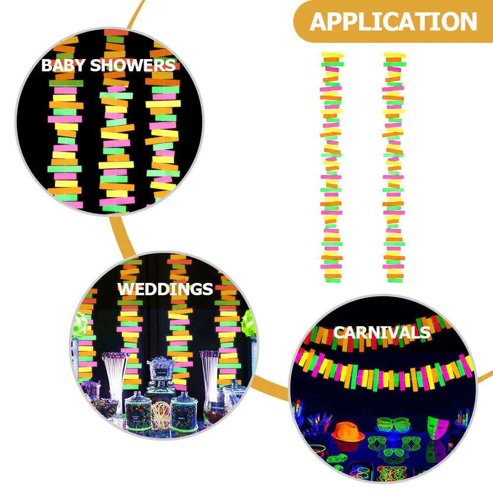 

2Pcs Fluorescent Neon Paper Garlands Hanging Streamers Glow in Dark Party Decorations Neon Birthday Carnival Wedding Supplies