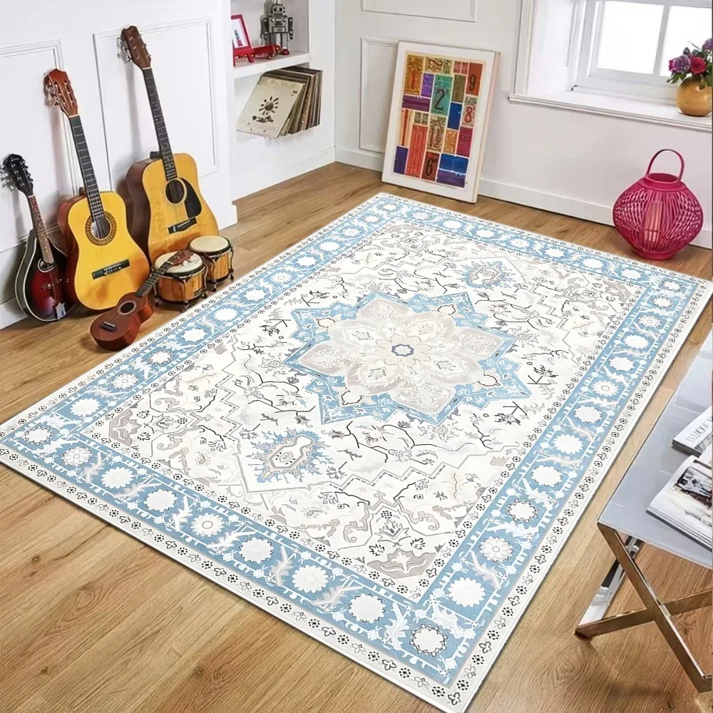 Living Room Bedroom Rug Vintage Floral Pattern Non Slip Machine Washable Thick Carpet Home Decor  Carpets for Living Room Rug