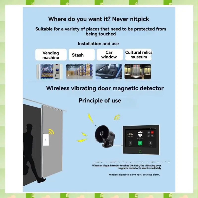 2025 3Pcs 433Mhz Wireless Vibration Glass Break Detector Adjustable Sensitivity Compatible Withalarm Systems B,3Pcs 433Mhz Wirel