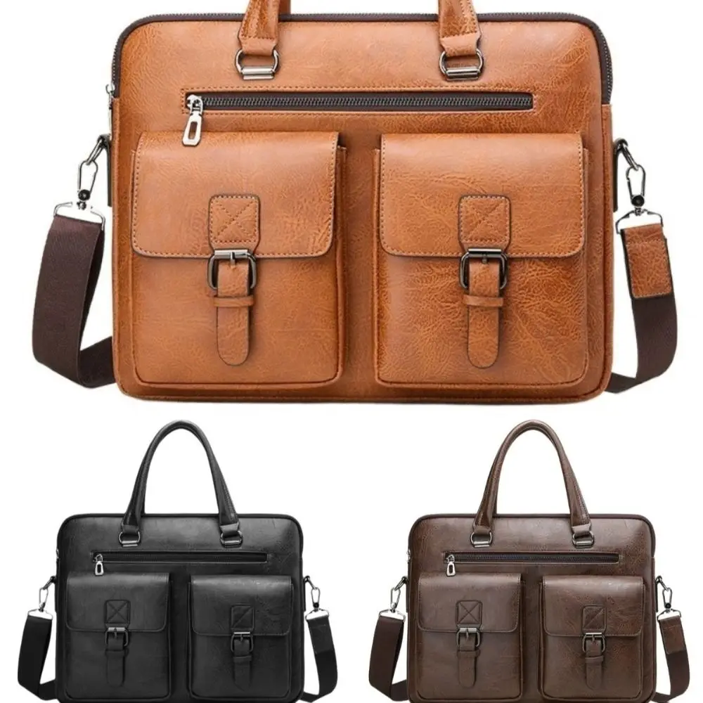 

Vintage Style PU Leather Business Briefcase Shoulder Strap Crossbody Design Executive Briefcase Ita Bag Daily Commute