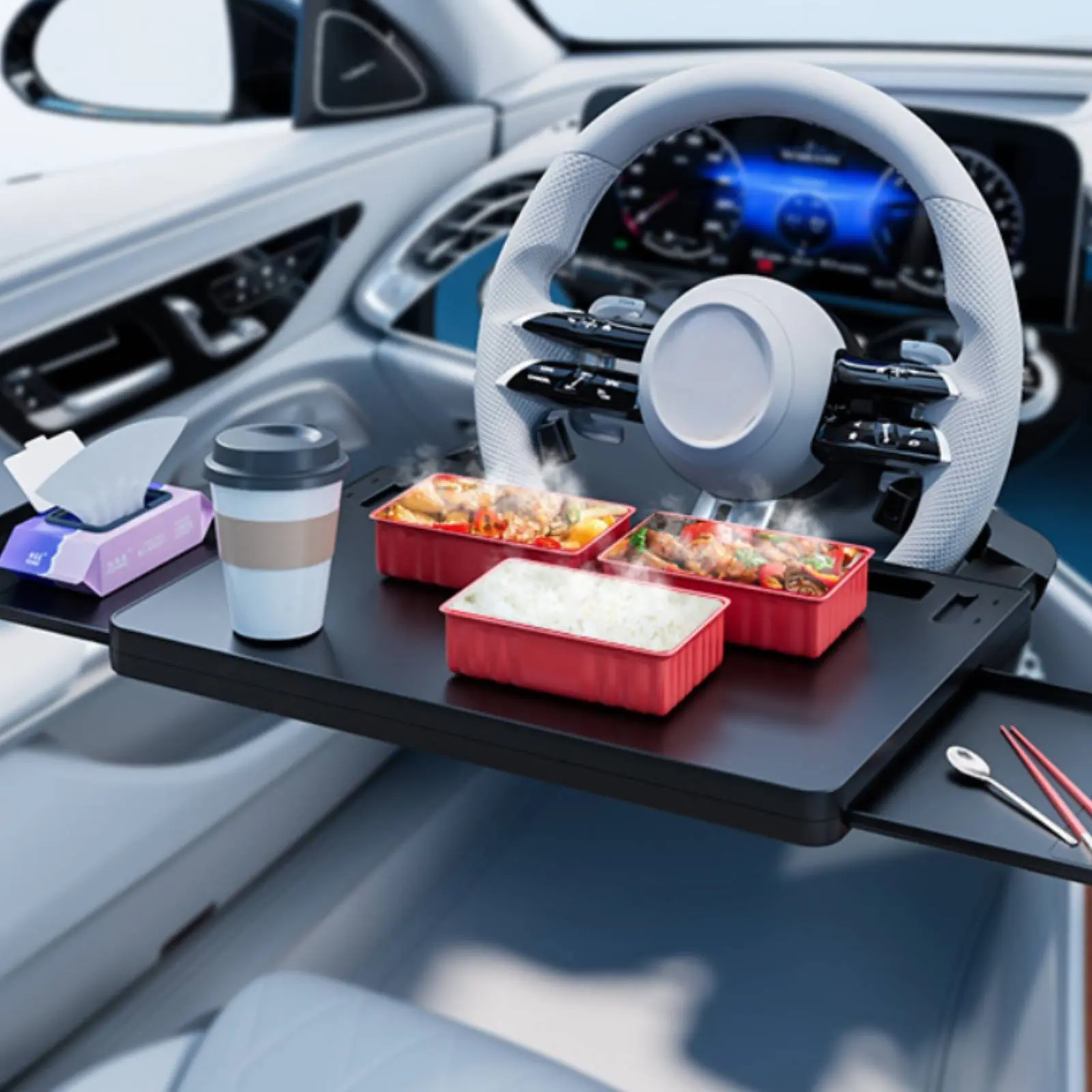 

Vehicle Wheel Tray Table Ergonomic Design Vehicle Food Tray Extendable Vehicle Wheel Table Stable and Sturdy Car Laptop Desk