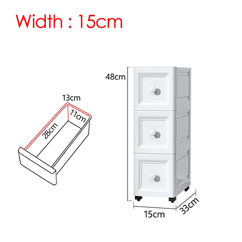 3 schichten Weiß Spalt Schrank Schubladen Küche Bad Beweglichen Schrank für Kleidung Kleinigkeiten