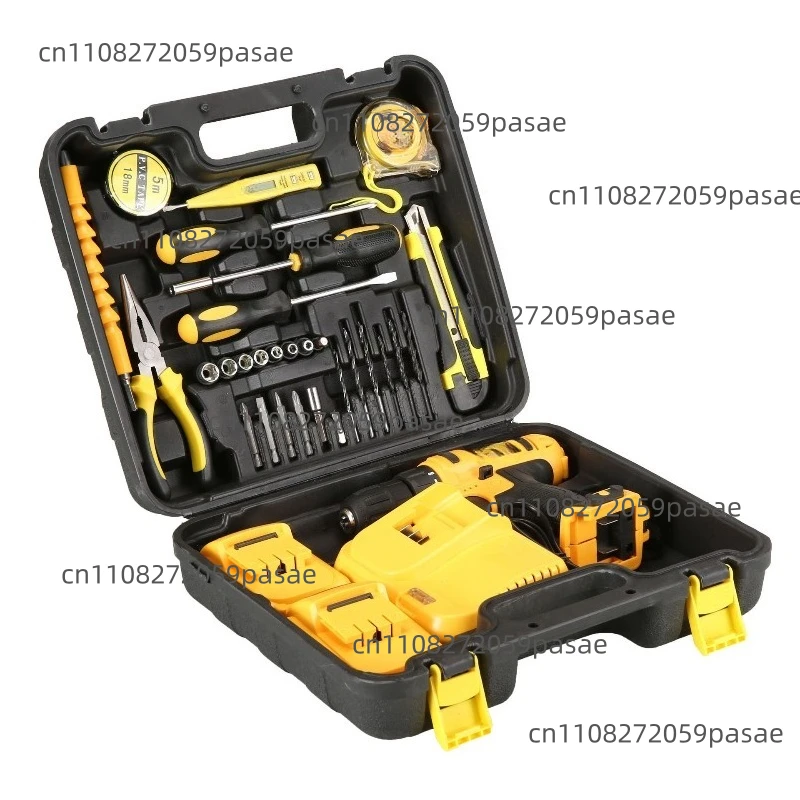 New impact electric drill household power tool set, multi-functional hand electric drill hardware combination toolbox