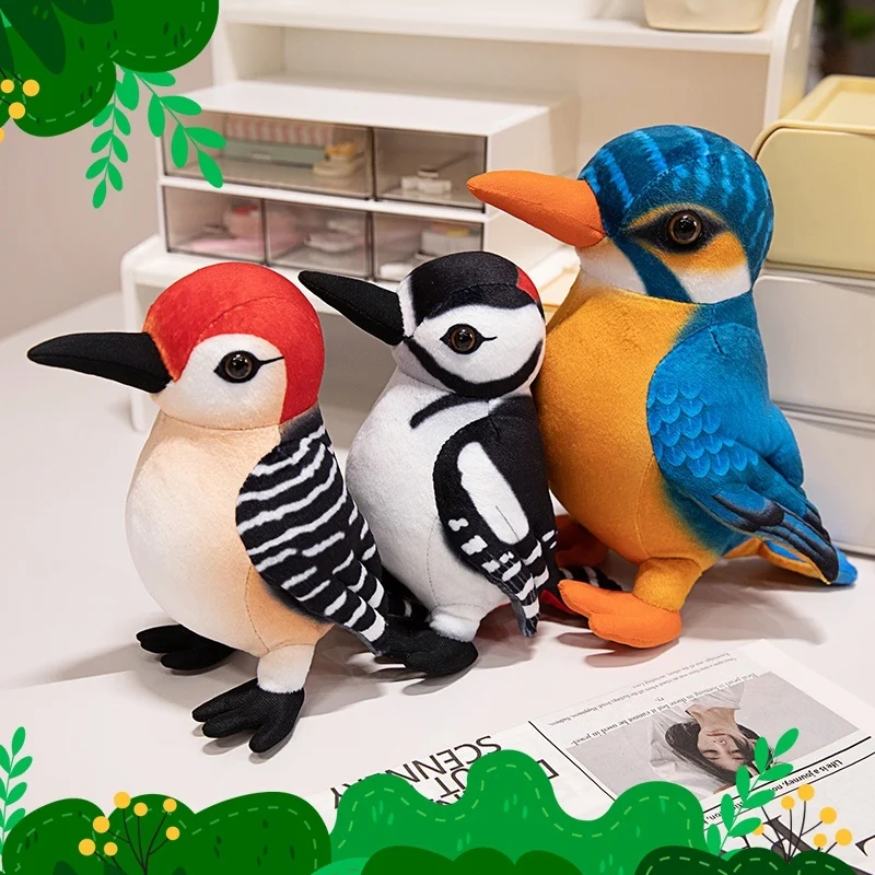 20/25cm Lifelike Bird Plush Toys Simulation Woodpecker Plush Stuffed Doll Kawaii Home Decor Cute Birthday Xmas Gifts For Kids