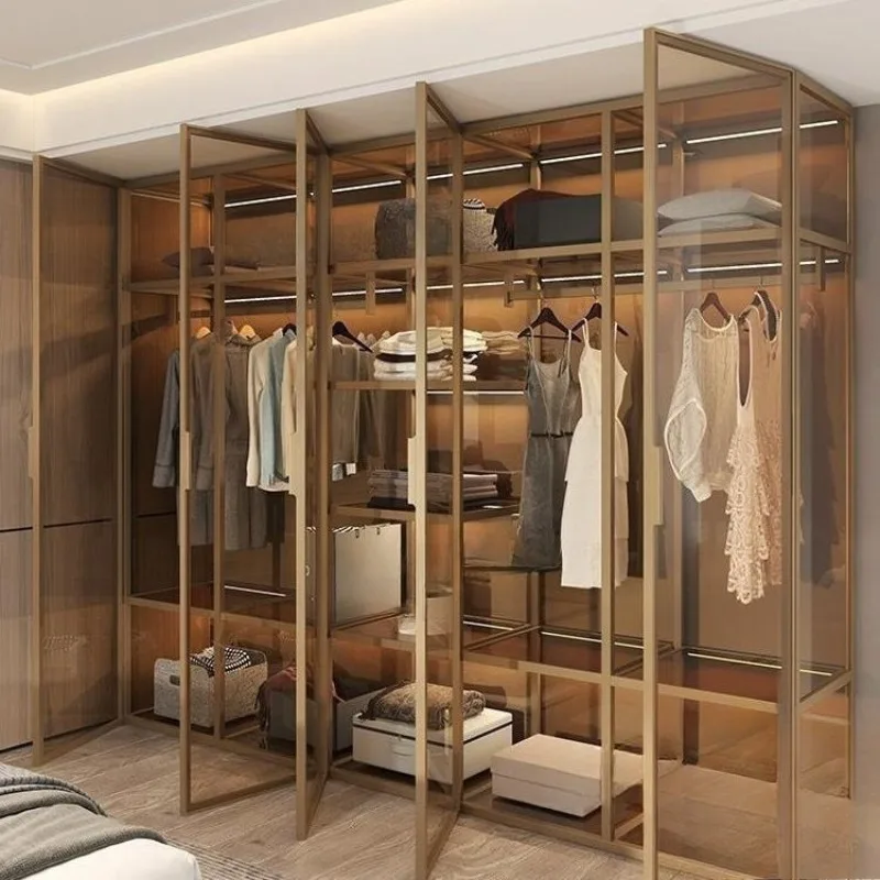 Wardrobe aluminum alloy open sliding door cloakroom simple wardrobe