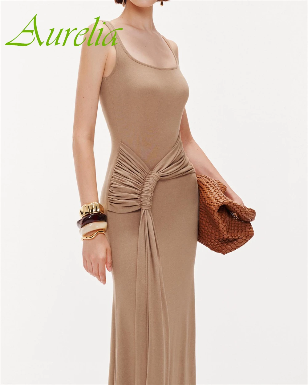 فستان سهرة رائع مخصص من الجيرسيه مغرفة كلاسيكي بدون أكمام فستان كوكتيل حورية البحر سباركلي للمناسبات الخاصة #4