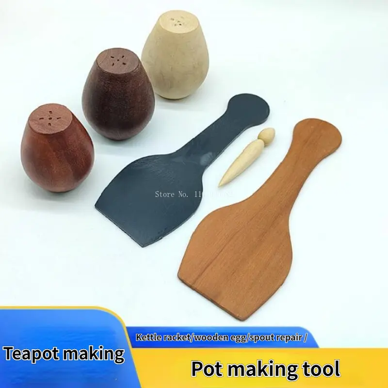 Pottery Mouth Modification Wood Double Head Punch Mud Pat Wood Egg Teapot Craft Modeling Repair Purple Clay Teapot Making Tools