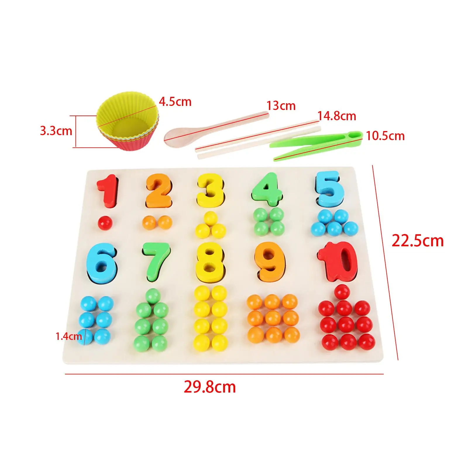 Wooden Board Bead Counting Game Number Puzzle Color Sorting Toys