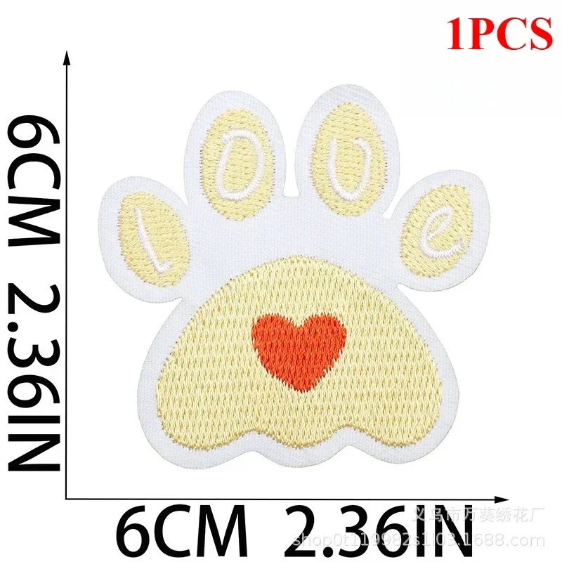 Pet Paw Embroidery Cloth Sticker Landscape Love Pattern Paw Patch Sticker Computer Embroidery Chapter Boy Decorative Bag Sticker