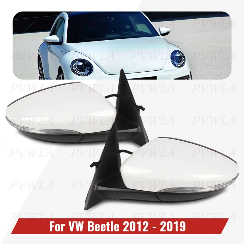 

8PIN White Painted Heat Power Fold Turn Lamp Power Adjust Rear Mirror Assembly For LHD VW Beetle 2012 2013-2019 Car Accessories