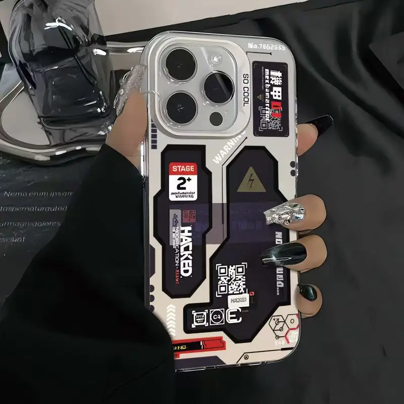 メカニカルなメカスタイルのiPhoneケース（iPhone 17、16、15、14、13、12、11 Pro Max、XR、XS MAX、7、8 PLUS、MINI、Air対応）INS風ラグジュアリーマットカバー