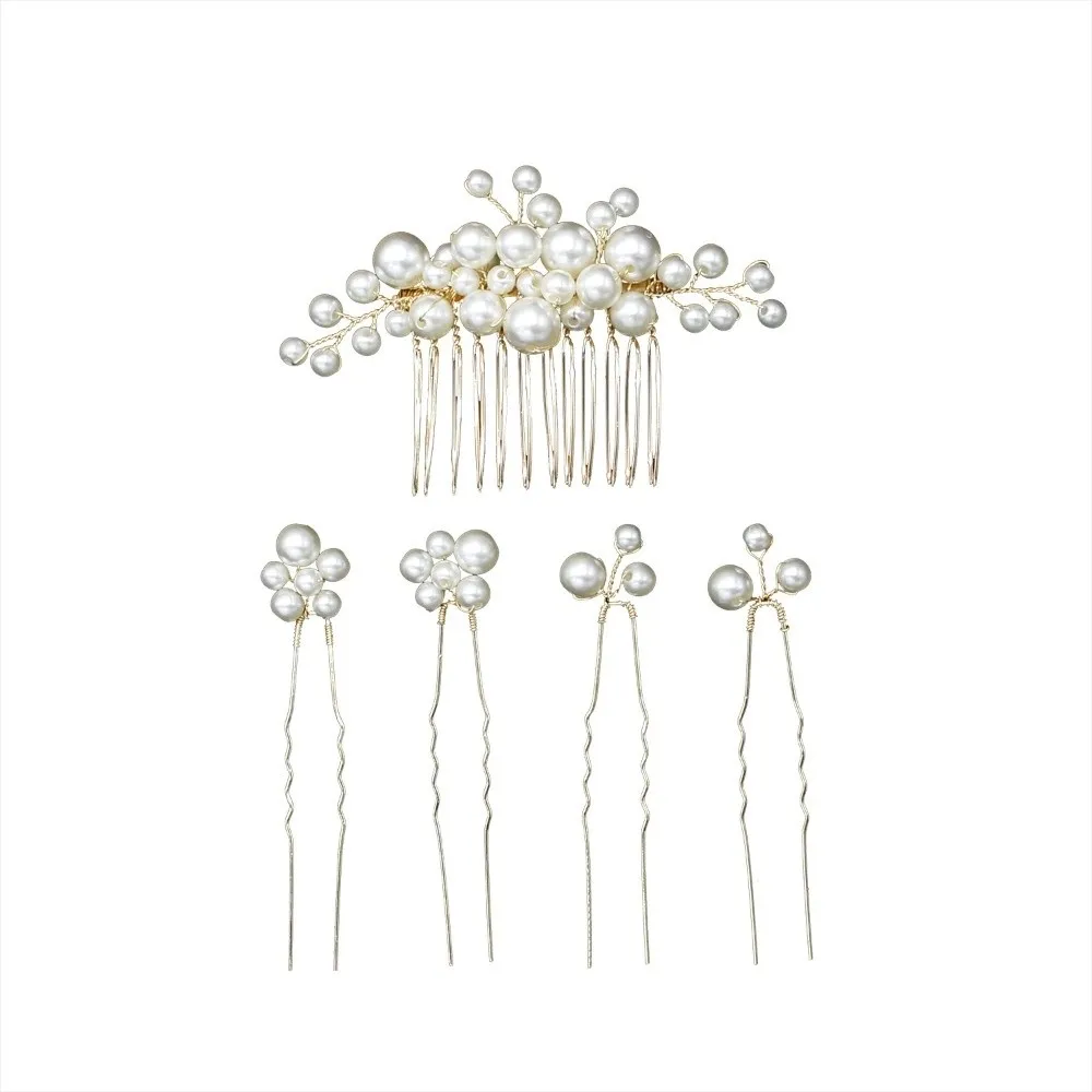 Luxury Flower Bride Hair Pins Gold Silver Pearl Hair Comb Lightweight Tiara Wedding Headwear Headwear
