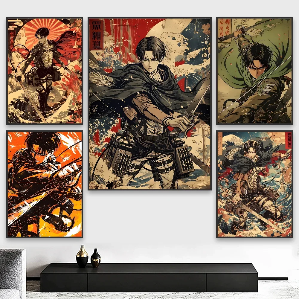 Anime Attack On Titan Levi Ackerman Cooles Poster HD-Kunst klebrige Wand wasserdicht Zuhause Wohnzimmer Schlafzimmer Bar ästhetische Dekoration