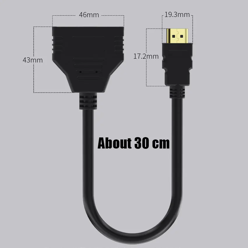 HDMI-Compatible Splitter Adapter Cable 2 Dual Port Y Splitter 1 In 2 Out HDTV Male To HDTV Female 1 To 2 Way for HD LED LCD TV