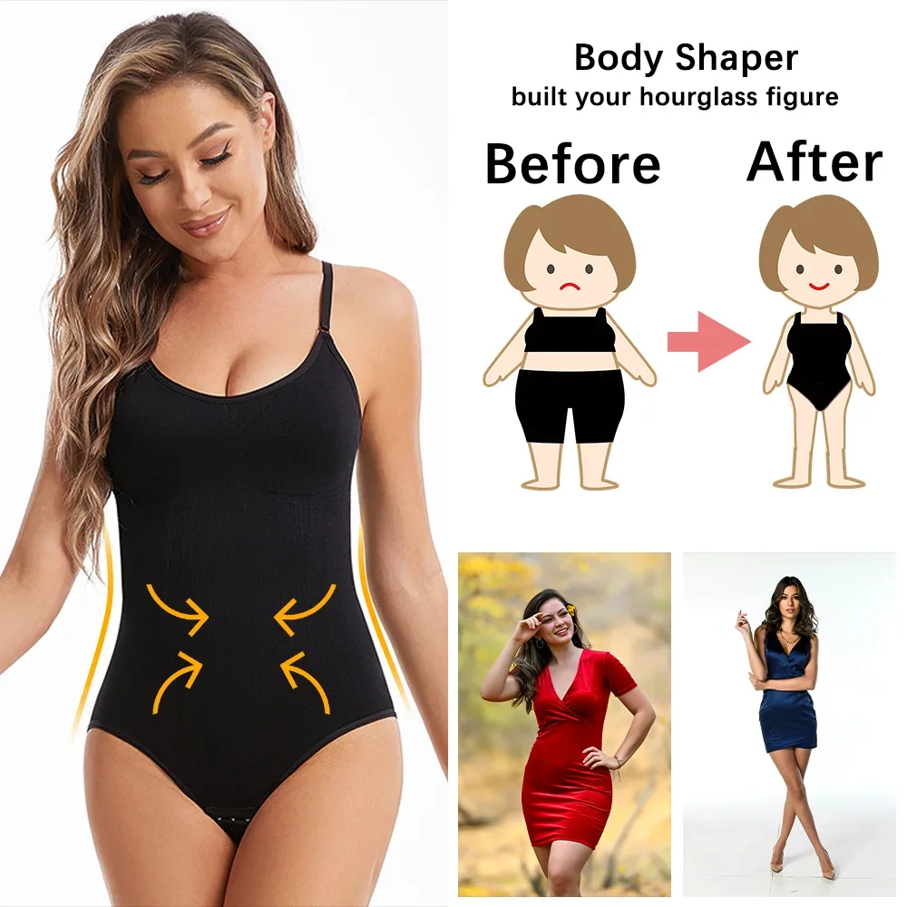 U Neck Bodysuit High Elastic Compression Body Suits Open Crotch Shapewear Women Seamless Tummy Control Buttock Lifting Shaper