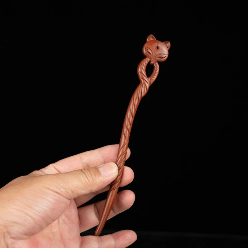 

Натуральная деревянная заколка для волос из древесины дуба, вырезанная вручную в винтажном китайском стиле, с узором «Молния», для женщин, аксессуар для Ханьфу