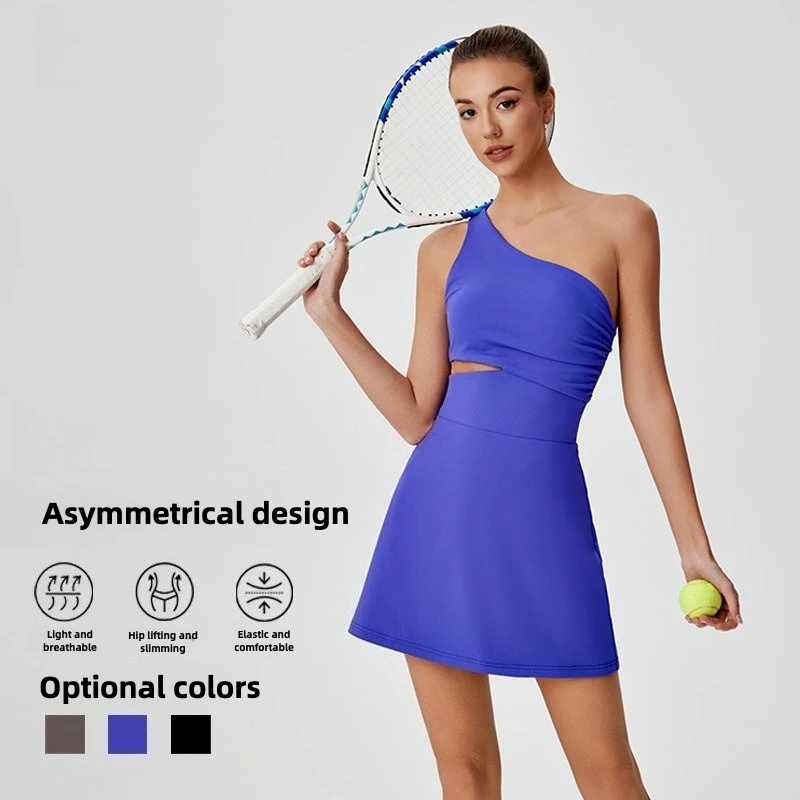 

Сексуальная спортивная юбка на талии на одно плечо, теннисная юбка для гольфа телесного цвета, приятная для кожи, быстросохнущая одежда для йоги, женская одежда