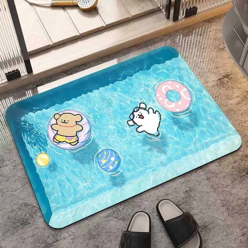 Swimming Pool Puppy Diatom Mud Bathroom Toilet Universal Foot Mat Living Room Kitchen Floor Mat Anti Slip Water Absorbing Carpet