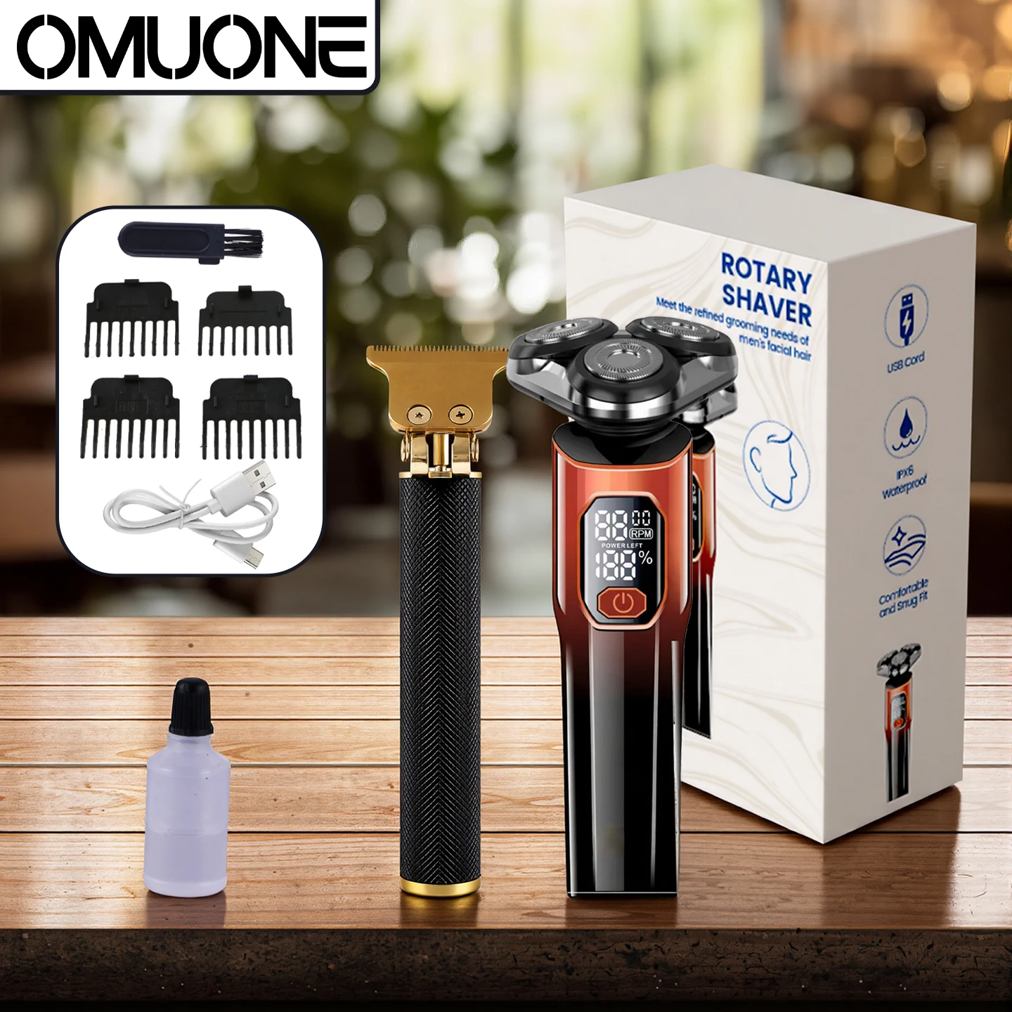 OMUONE Electric Shaver Set For Men Electric Razor Body Hair Clipper Cutting Shaving Machine for Men Beard Trimmer Rechargeable
